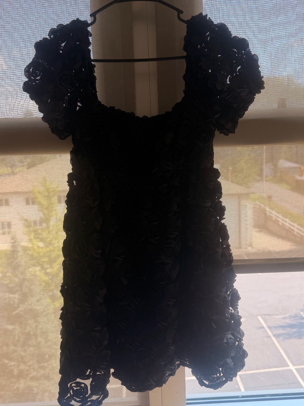 Altar'd State Black 3D Floral Mini Dress
